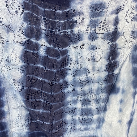 CLAUDIA Richard Tie Dye Boho Floral Lace Blouse XL Blue - Picture 4 of 11